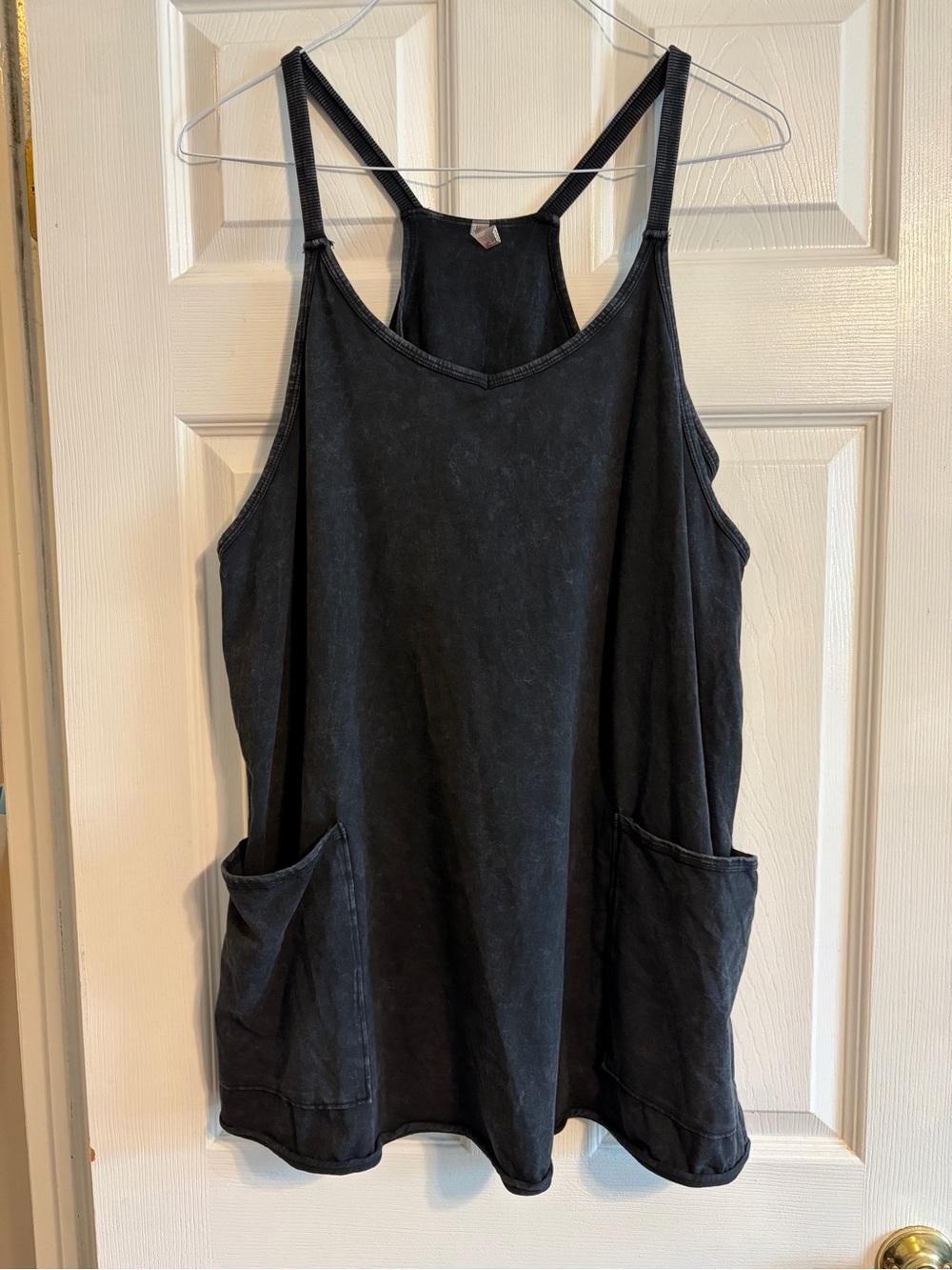 FP Movement Free People Hot Shot Mini Dress Romper Washed Black Large L